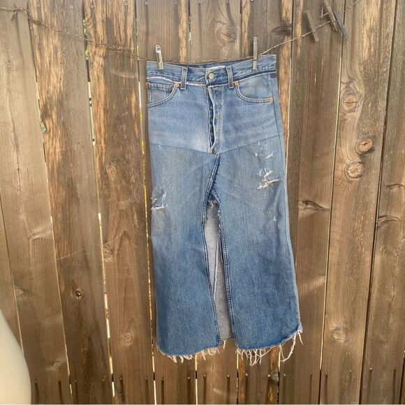 Re/done Levi’s  Blue Denim midi skirt size 26 - Picture 1 of 16
